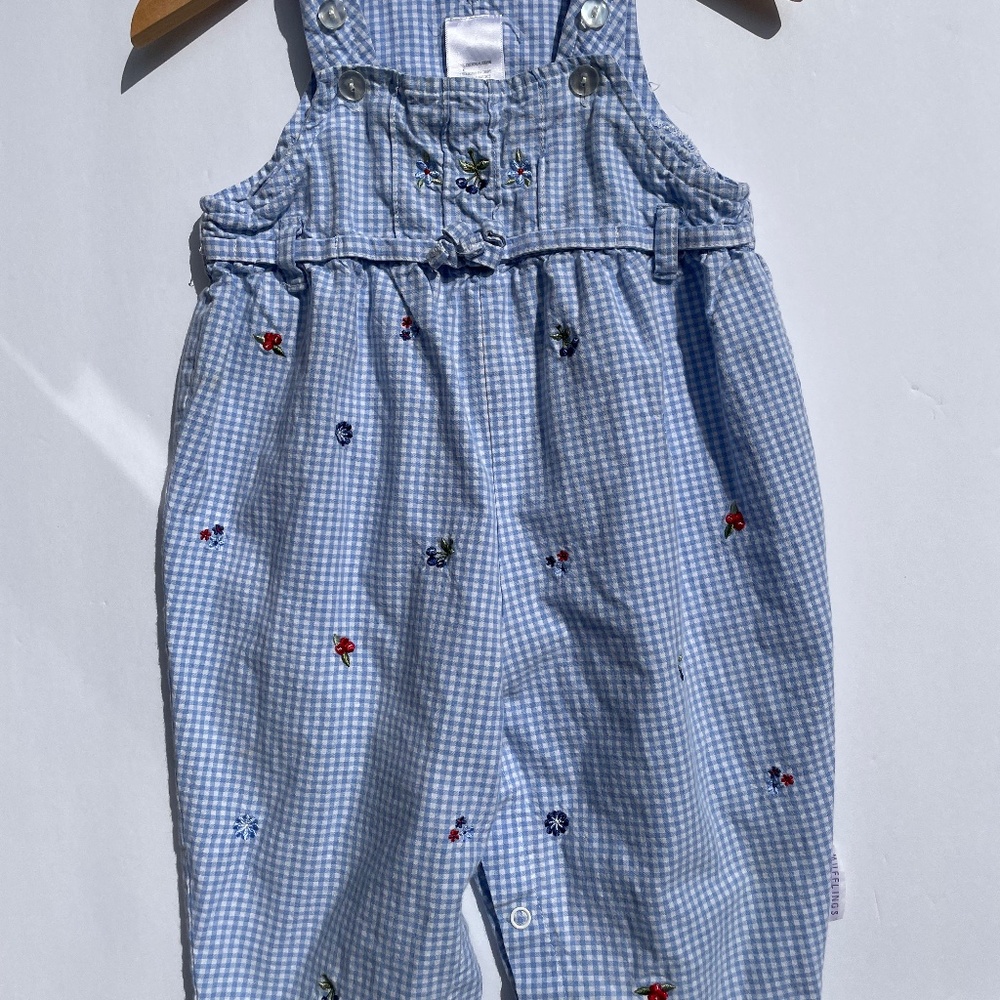 Vintage Toddler Embroidered Floral Overalls